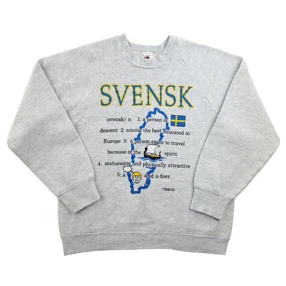 Svensk Swedish Vintage Sweatshirt Crewneck Sweden Heritage Graphic Made USA Med. - Picture 1 of 12